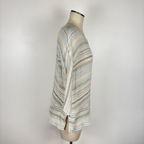 Soft Surroundings Seaside Blue Sand Woven Cotton Pullover Blouse Top Womens Med - Picture 6 of 11